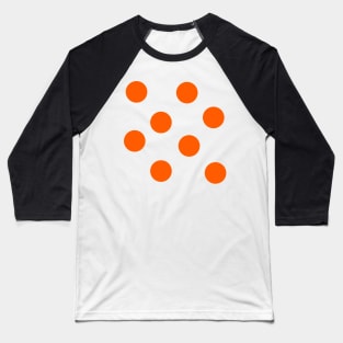 Orange on Black Polka Dots Baseball T-Shirt